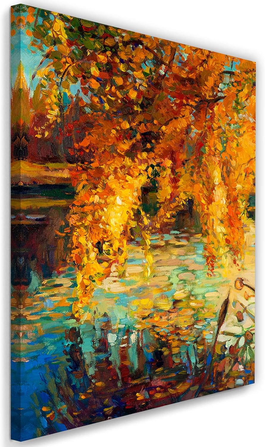 Bild auf Leinwand Herbst Kunstdruck modern Gemälde Orange 60x90 cm Leinwandbild 60x90 cm Orange_B, L