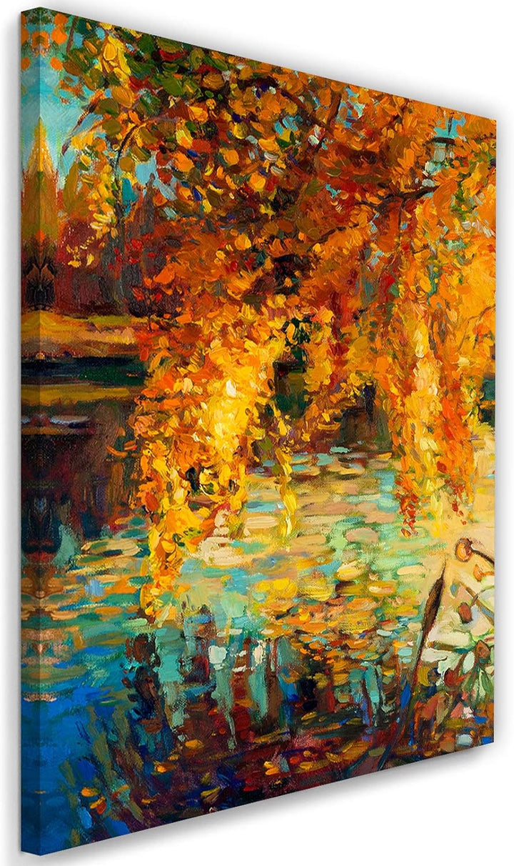 Bild auf Leinwand Herbst Kunstdruck modern Gemälde Orange 60x90 cm Leinwandbild 60x90 cm Orange_B, L