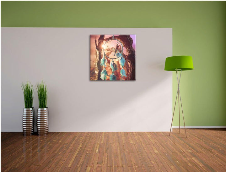 Pixxprint Dreamcatcher, Format: 70x70 auf Leinwand, XXL riesige Bilder fertig gerahmt mit Keilrahmen