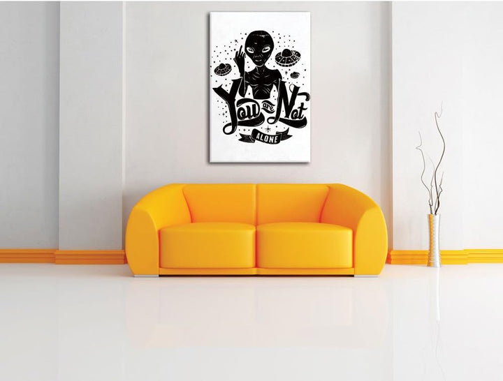 Pixxprint You Are not Alone White Bild auf Leinwand, XXL riesige Bilder fertig gerahmt mit Keilrahme