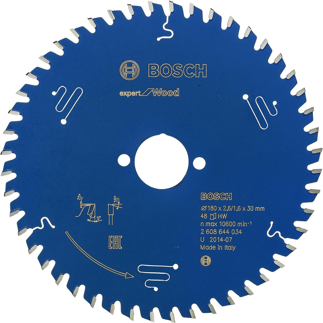 Bosch Professional 1x Kreissägeblatt Expert for Wood (Holz, Sägeblatt Ø 180 x 30 x 2,6 mm, 48 Zähne,