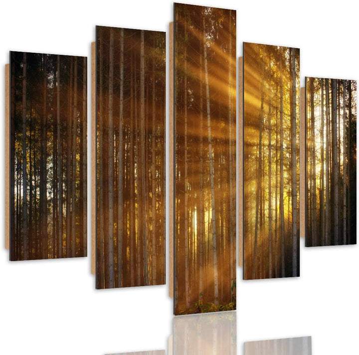 Feeby Deco Panel 5 Teilig Natur Bilder Modern Sonnenuntergang Bäume orange 200x100 cm Deco panel 200