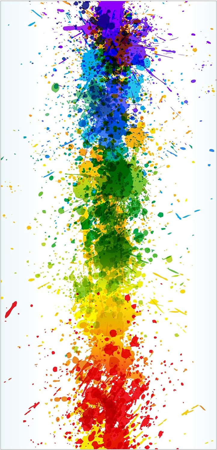 Raumteiler Kinderzimmer Rainbow Splatter 250x120cm inkl. transparenter Halterung, inkl. transparente