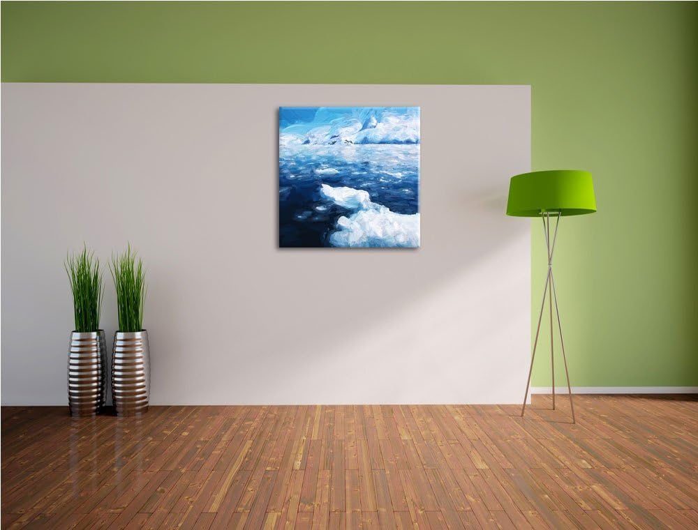 Berge Eisgletscher, Format: 70x70 auf Leinwand, XXL riesige Bilder fertig gerahmt mit Keilrahmen, Ku
