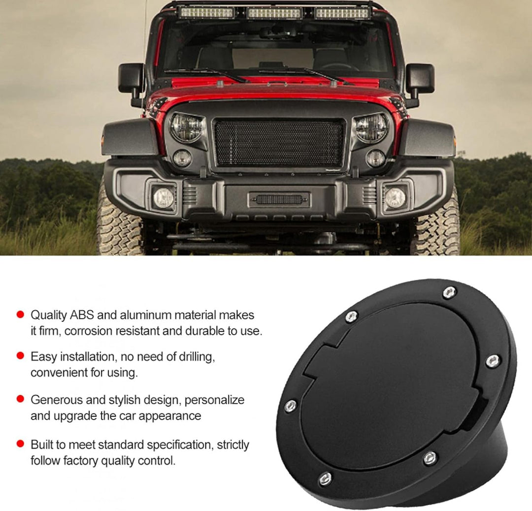 Dioche Tankdeckel, Schwarze ABS Tankdeckelabdeckung passend für Jeep Wrangler JK 2007-2017