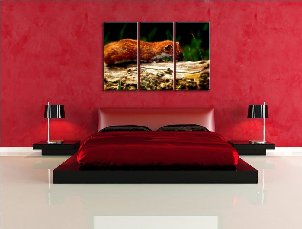 Niedliches Frettchen 3 Teilig, Gesamtgrösse 120x80 cm auf Leinwand, XXL riesige Bilder fertig gerahm