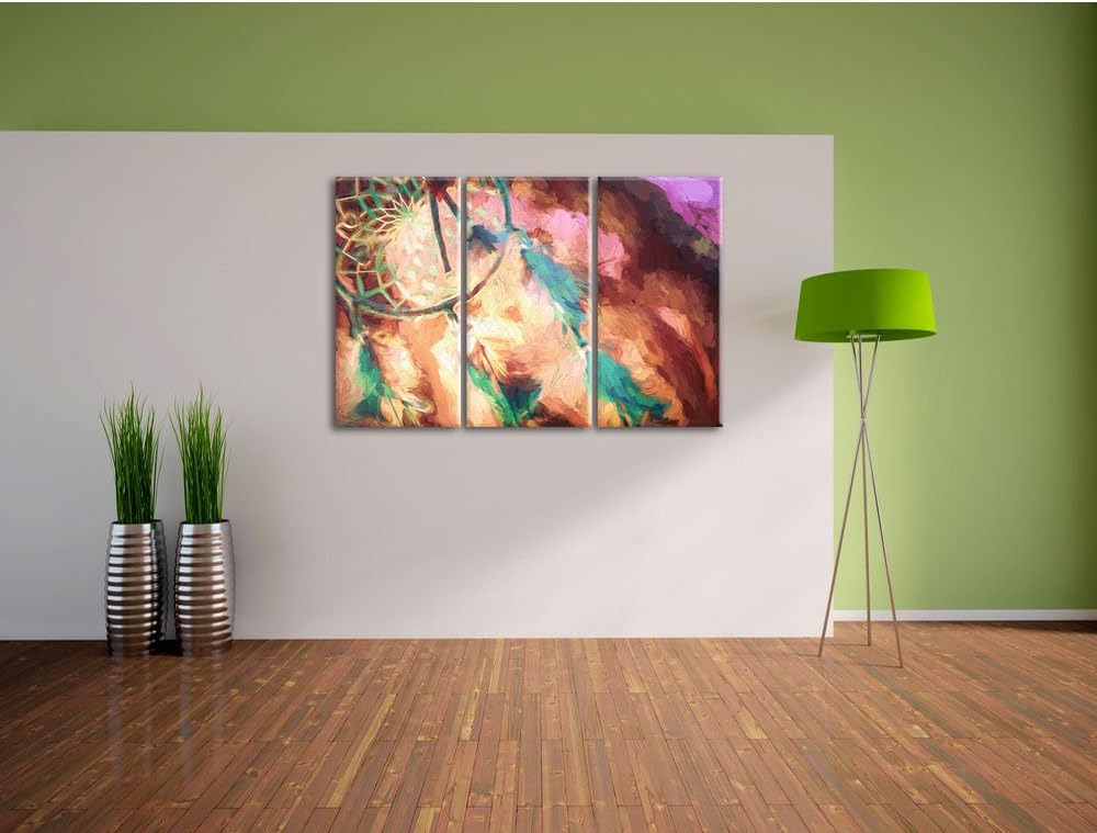 Pixxprint Traumfänger als Leinwandbild | Grösse: 3 Teilig (120x80) | Wandbild| Kunstdruck | fertig b