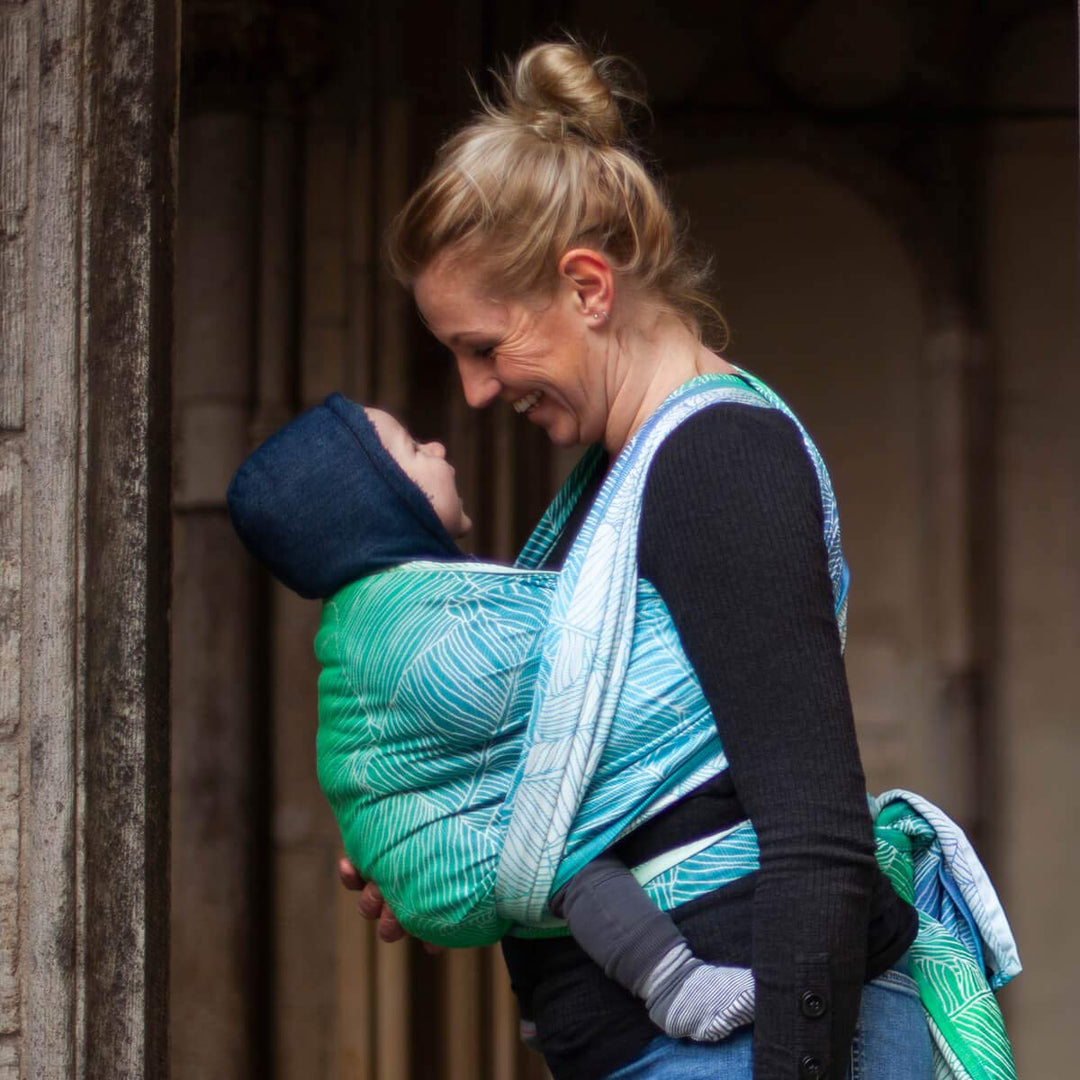 Hoppediz Baby-Tragetuch ab Geburt, Neugeboren bis Kleinkind, 100% kbA-Baumwolle (Bio), Grenada creme