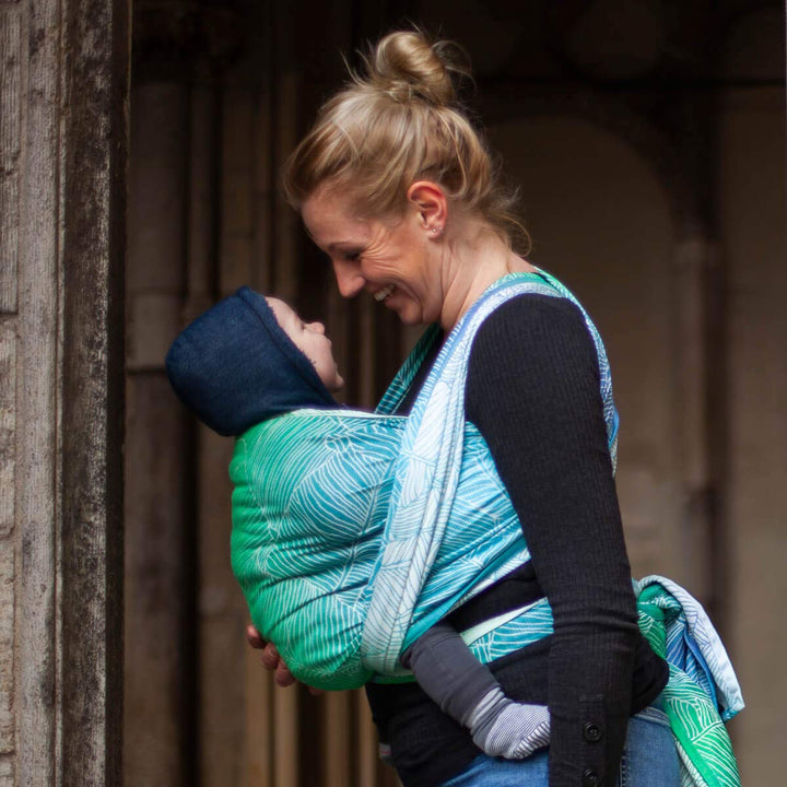 Hoppediz Baby-Tragetuch ab Geburt, Neugeboren bis Kleinkind, 100% kbA-Baumwolle (Bio), Grenada creme