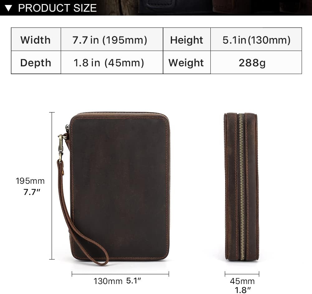 Contacts Uhrenarmband-Box aus echtem Leder, mit Reissverschluss, Organizer für 12 Uhrenarmbänder, Re