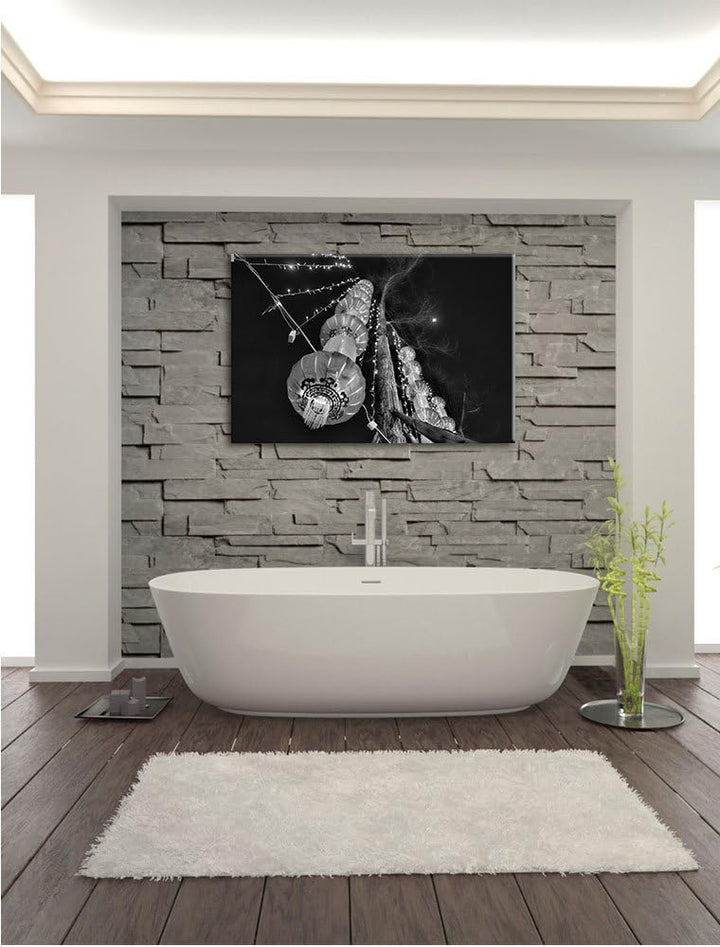 Pixxprint Monocrome, traditionelle chinesische Lampions, Format: 100x70 auf Leinwand, 100x70