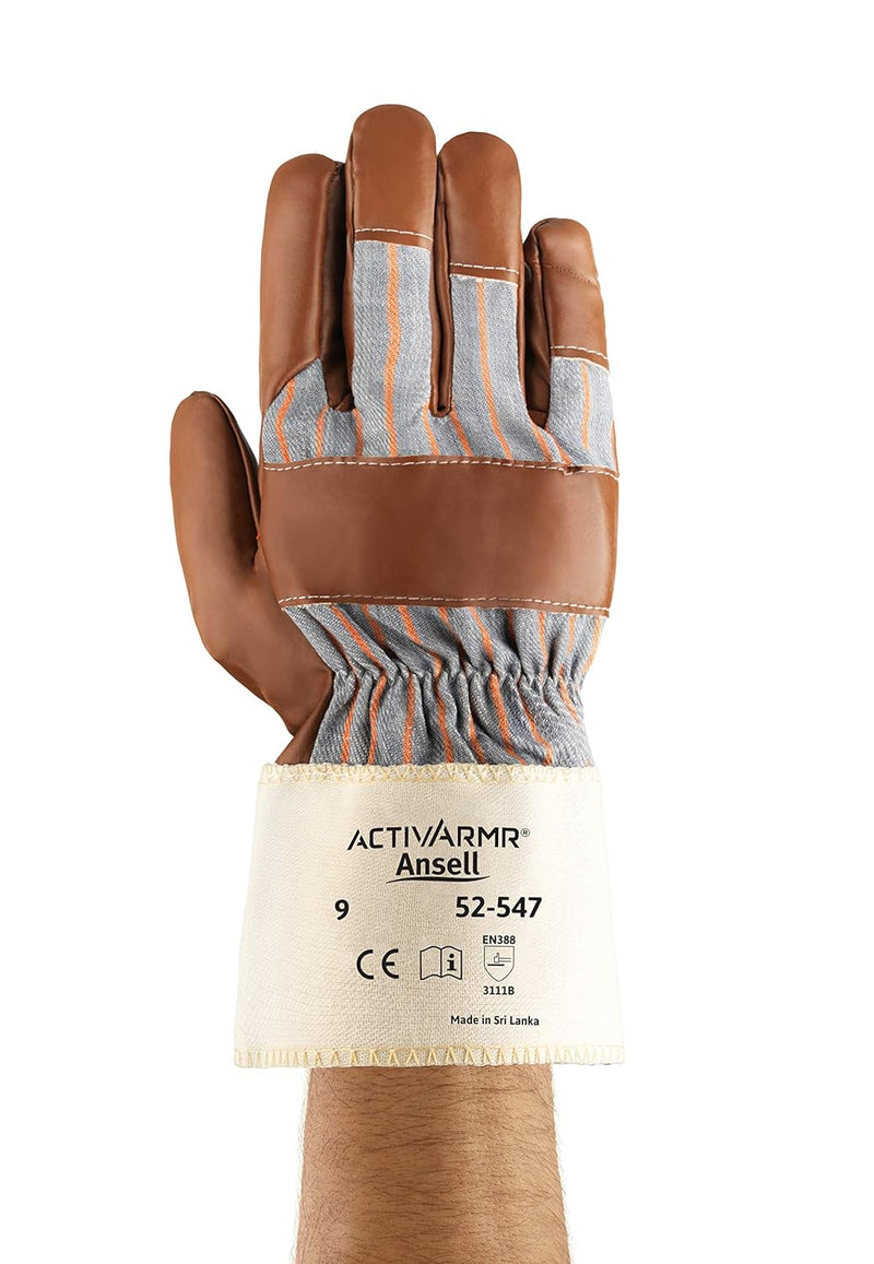 Ansell Hyd-Tuf 52-547 Mehrzweckhandschuhe, Mechanikschutz, Braun, Grösse 9 (12 Paar pro Beutel) Grös