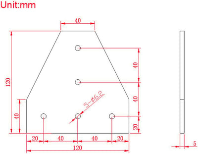 Zeberoxyz 8 STÜCKE Silber T Form Eckhalterplatte mit Schrauben und T-Muttern, 5-Loch 90 Grad Joint B