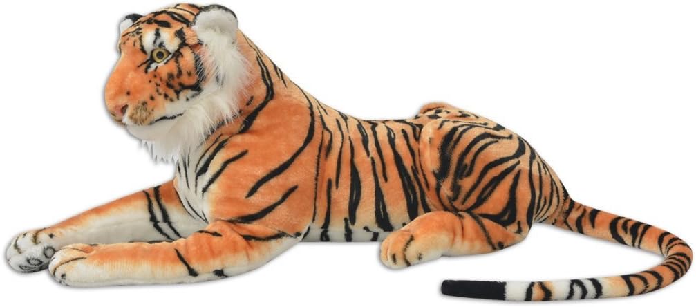 Festnight_ XXL Plüschtiger Tiger-Form Plüschtier 146x40cm Stofftiger Stofftier Plüsch Kuscheltier Sp