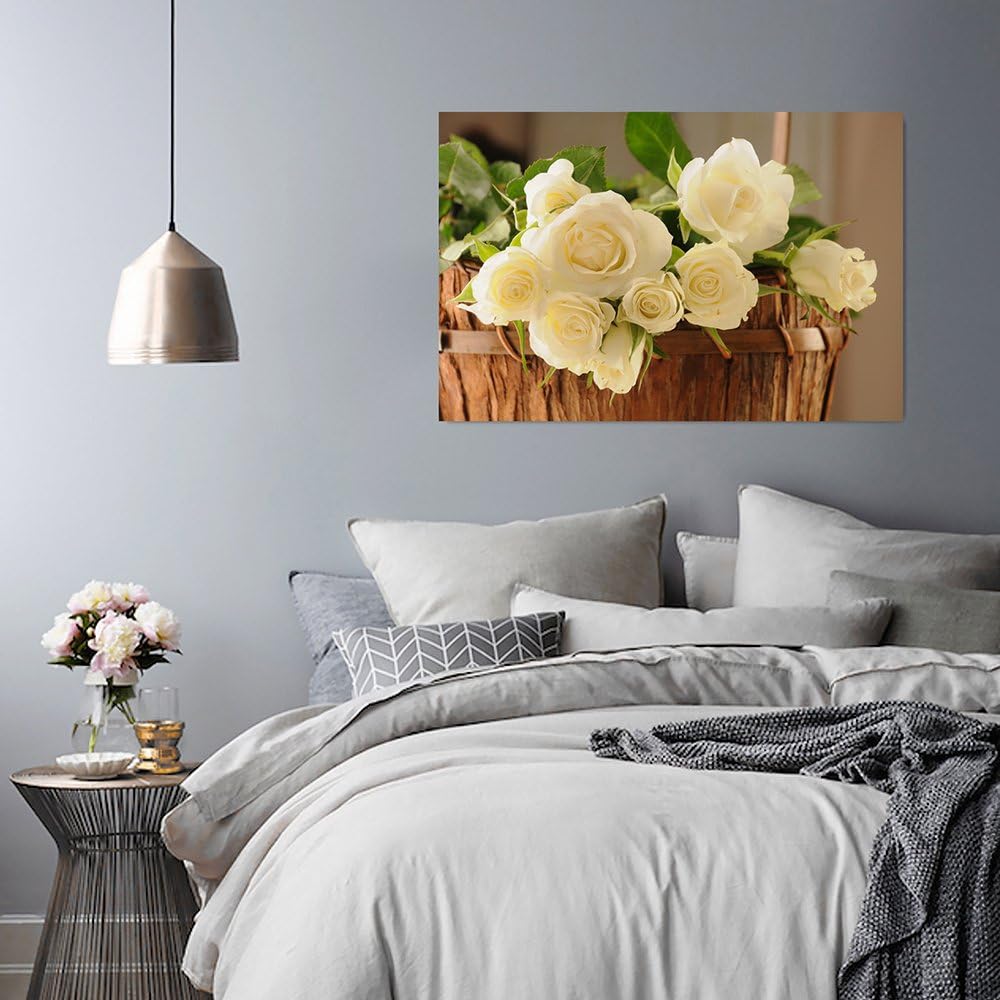 Feeby Frames, Leinwandbild, Bilder, Wand Bild, Wandbilder, Kunstdruck 60x80cm, STRAUss, ROSEN, KORB,