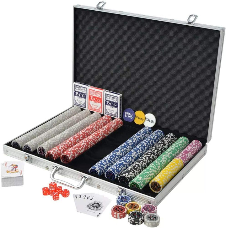 Festnight Poker Set mit 1 000 Laserchips Aluminiumkoffer 53 x 37 x 6,7 cm Pokerset