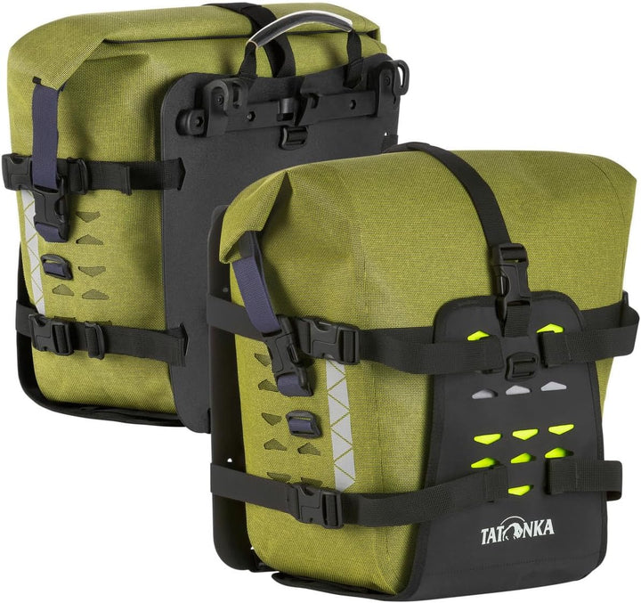 Tatonka Bike Pannier Pro Front Grün - Vielseitiges wasserdichtes Fahrradtaschen Set, Grösse 34l - Fa