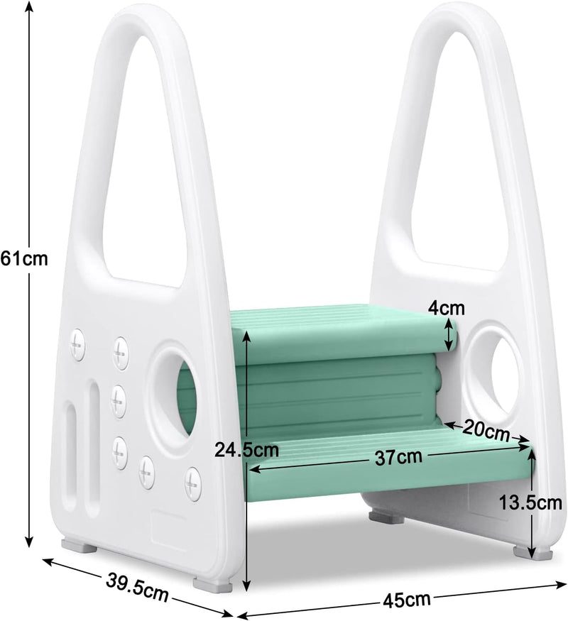 NAIZY Tritthocker Kinder 2-Stufen Lernturm Hocker Kinder HDPE Kinder-Trittschemel Doppeltritthocker