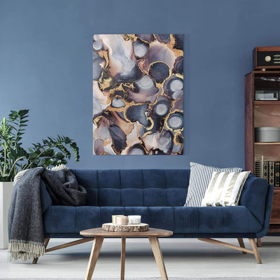 Leinwandbild Marmor Aquarell mit Gold Bild auf Leinwand 100x75 cm 100cm x 75cm, 100cm x 75cm