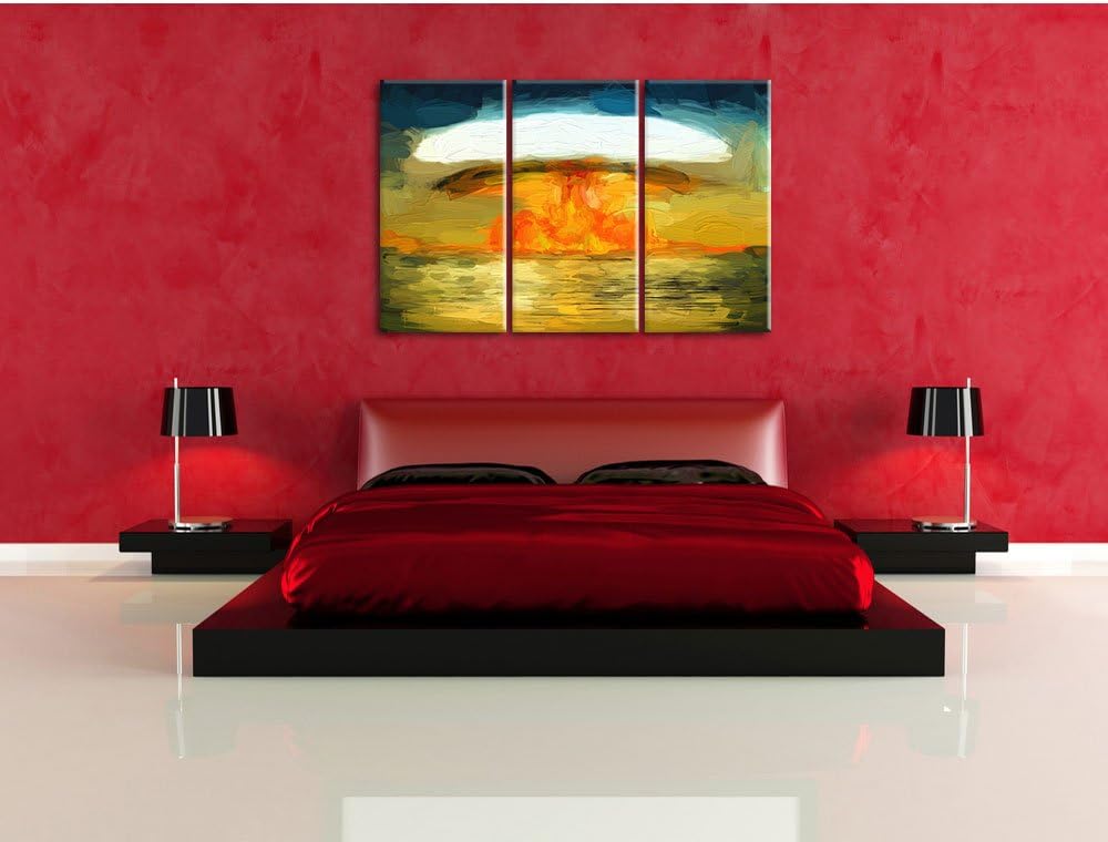 Pixxprint Atombombe als Leinwandbild/Grösse: 3 Teilig (120x80) cm/Wandbild/Kunstdruck/fertig bespann