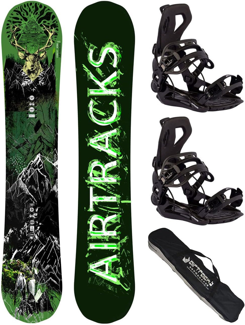 Airtracks Herren Set Board Forest King Carbon Wide Hybrid Rocker + Snowboard Bindung Star oder Maste