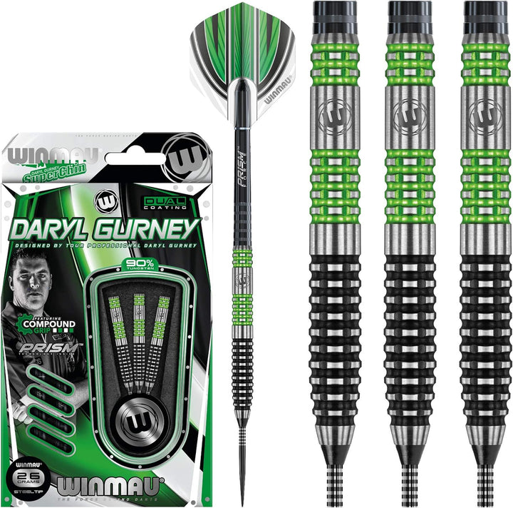 WINMAU Daryl Gurney 26g Sonderausgabe Profi Wolfram Steeltip Dartpfeile Set mit Flights und Schäfte