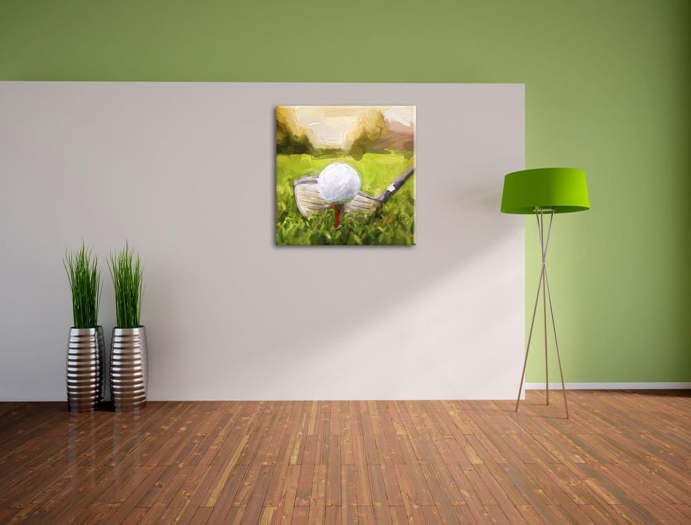Pixxprint Golf Abschlag Pinsel Effekt, Format: 70x70 auf Leinwand, 70x70