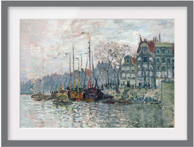 Bild mit Rahmen - Claude Monet - Kromme Waal Amsterdam - Farbe Grau, 50 x 70 cm 50cm x 70cm Grau, 50