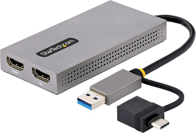 StarTech.com Dual Monitor Adapter, USB A/C auf 2x HDMI (1x 4K30Hz, 1x 1080p), externe grafikkarte, 1