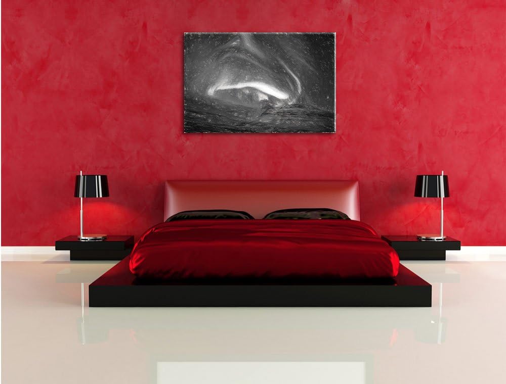 Pixxprint Nordlichter über Island Kunst Kohle Effekt, Format: 100x70 auf Leinwand, XXL riesige Bilde