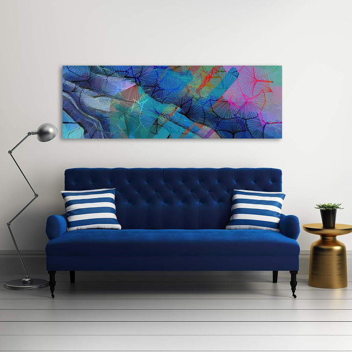 Feeby Dekobild Abstraktes design Deko Wand Kunstdruck Muster Blau 140x45 cm Deco panel 140x45 cm D,