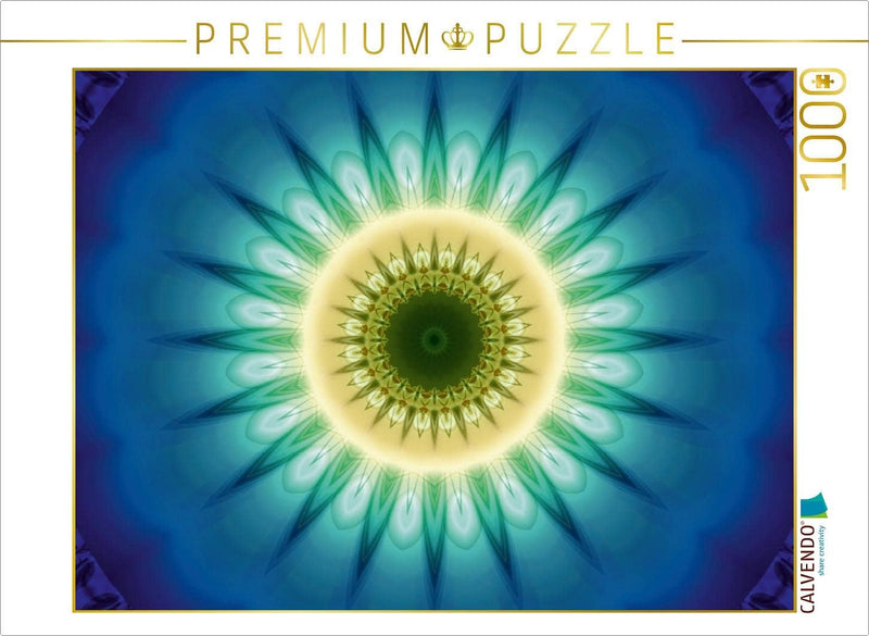 CALVENDO Puzzle Mandala blaues Licht 1000 Teile Lege-Grösse 64 x 48 cm Foto-Puzzle Bild von Christin