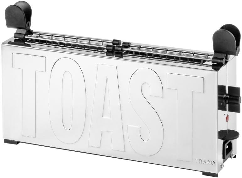 Toaster Trabo D2244N Design Gae Aulenti Made in Italy Farbe Edelstahl und Schwarz mit Sandwichzangen
