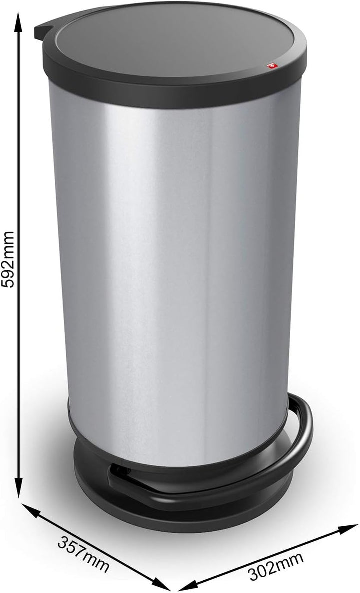 Mülleimer 30l mit Deckel Silber Metallic 30 Liter, Silber Metallic 30 Liter