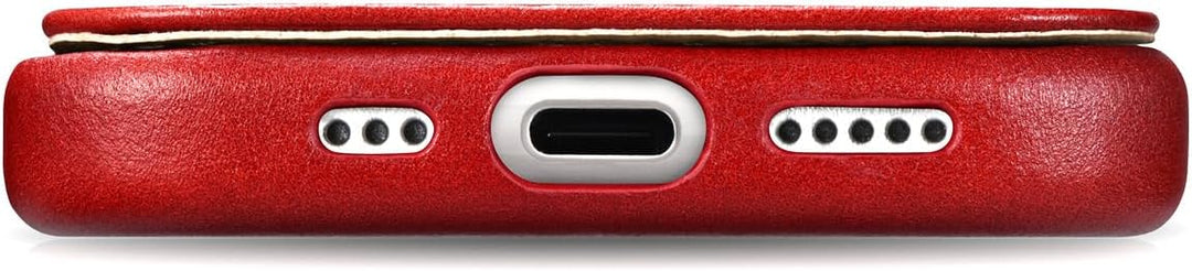 Mobiskin Hülle für iPhone 15 PRO (6,1 Zoll), Handyhülle mit Leder, Case kompatibel mit MagSafe, Schu