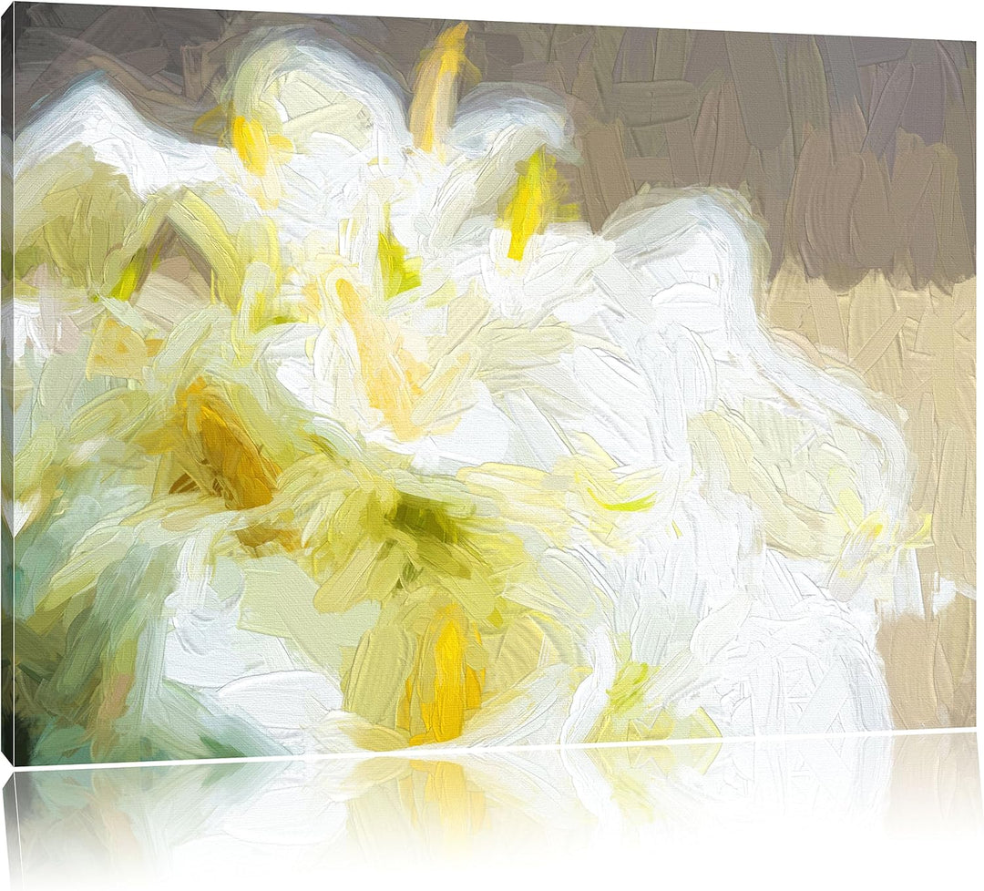 Pixxprint Calla Lilien / 100x70cm Leinwandbild bespannt auf Holzrahmen/Wandbild Kunstdruck Dekoratio