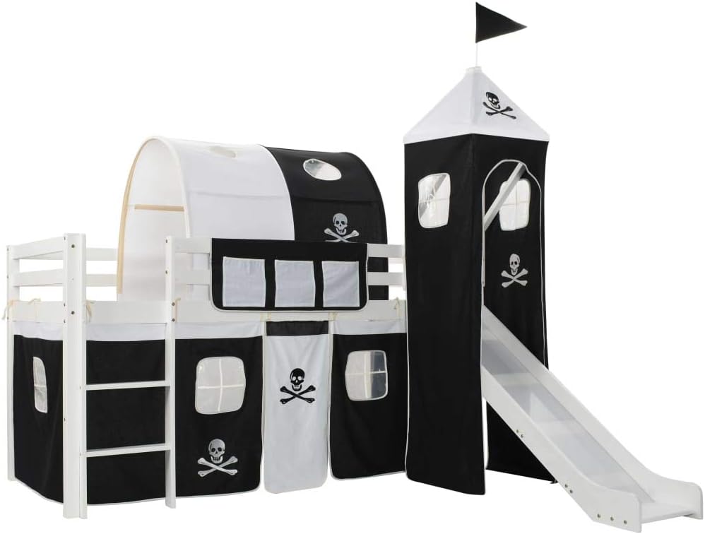 Tidyard Hochbett Kinder mit Rutsche Leiter Hausbett 90x200 cm Kinderhochbett Spielbett Kinderbett Ei