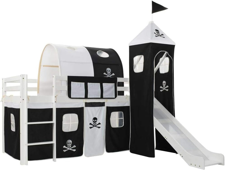 Tidyard Hochbett Kinder mit Rutsche Leiter Hausbett 90x200 cm Kinderhochbett Spielbett Kinderbett Ei