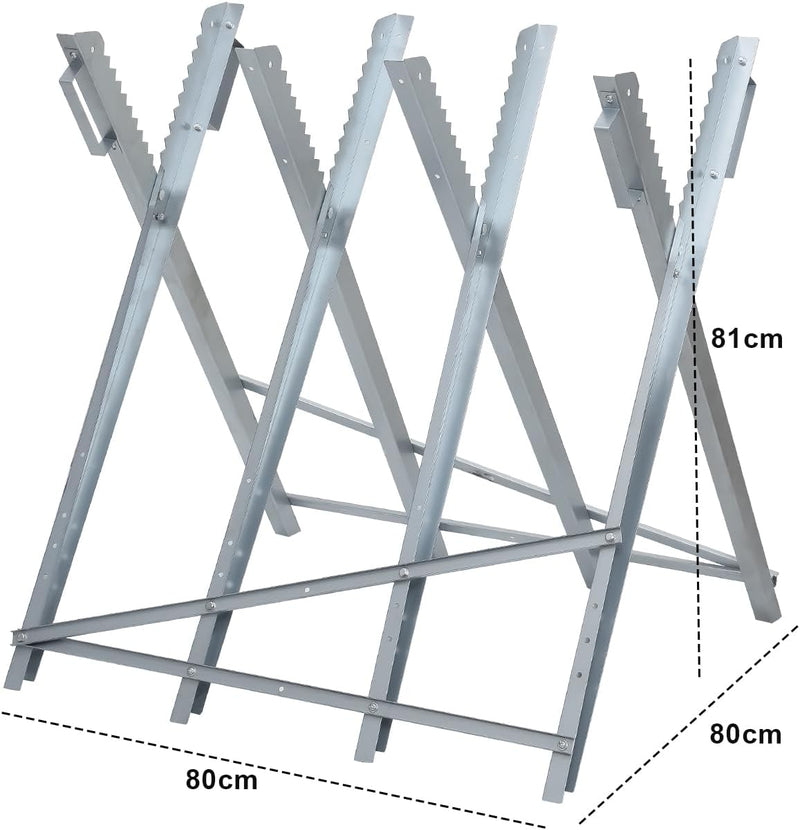 Randaco Sägebock für Kettensägen Klappbar, 81 x 80 x 80 cm Sägeböcke bis 150 kg, Kettensägebock,Meta