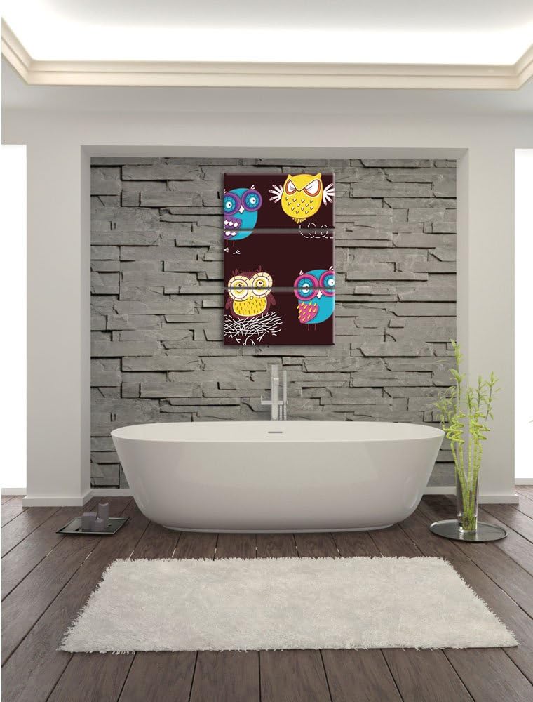 Pixxprint Verrückte Eulen für Kinder als Leinwandbild/Grösse: 3 Teilig (120x80) cm/Wandbild/Kunstdru