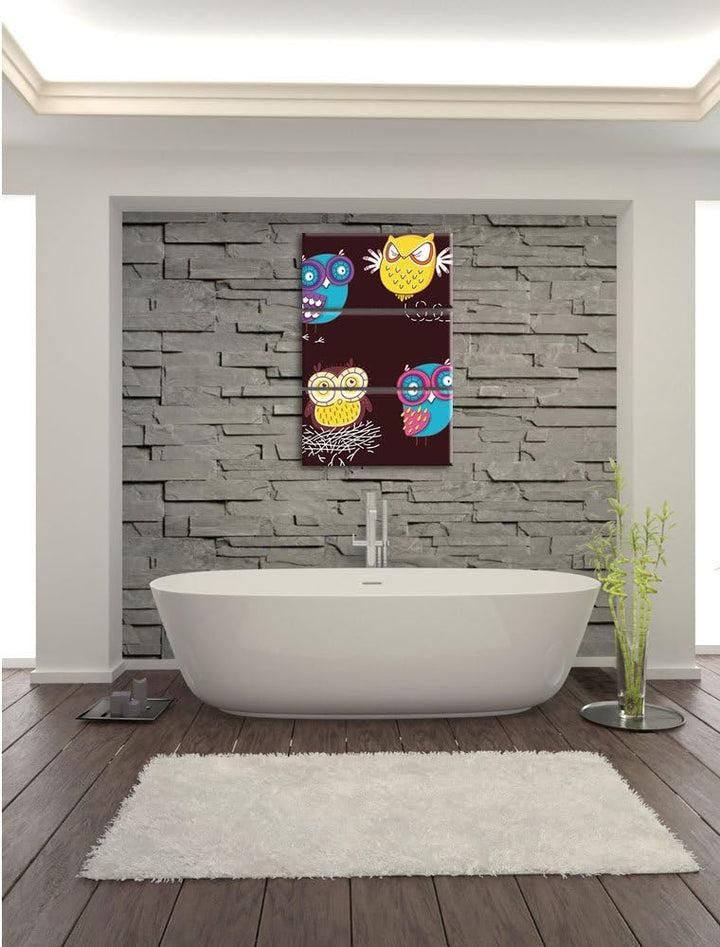 Pixxprint Verrückte Eulen für Kinder als Leinwandbild/Grösse: 3 Teilig (120x80) cm/Wandbild/Kunstdru