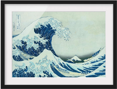 Bild gerahmt K. Hokusai Die Grosse Welle von Kanagawa Farbe Schwarz 50x70cm 50cm x 70cm Schwarz, 50c