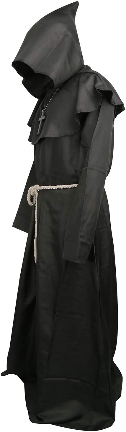 Mönchskostüm Erwachsene Herren Zauberer Priesterrobe Halloween Kostüm Outfit Mittelalterlicher Umhan