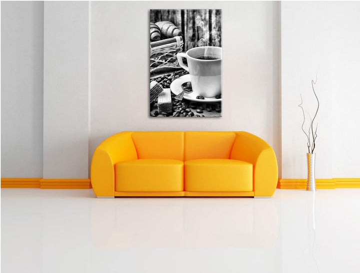 Pixxprint heiss aufgebrühter Kaffee / 100x70cm Leinwandbild bespannt auf Holzrahmen/Wandbild Kunstdr