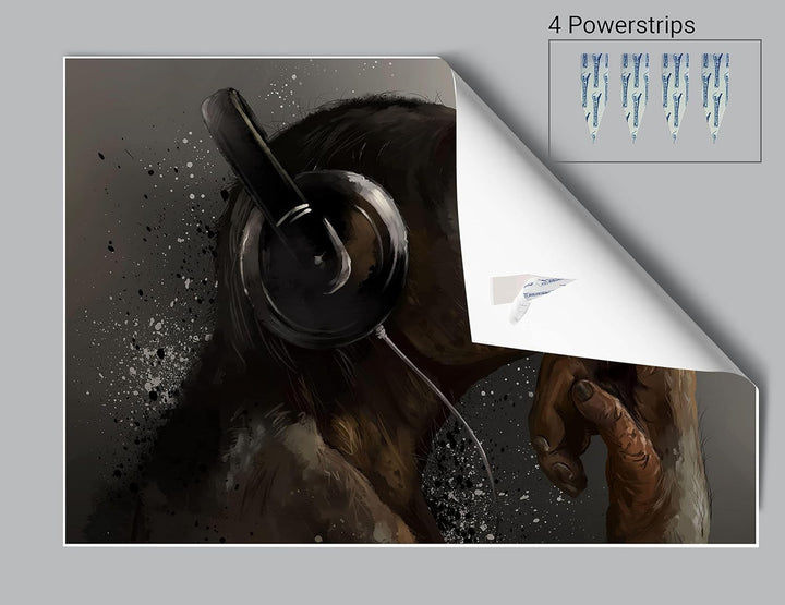 wandmotiv24 Poster als Wanddeko, Grösse Din A1, AFFE mit Kopfhörer, Headset, Musik, Tiere, Affen, Mo