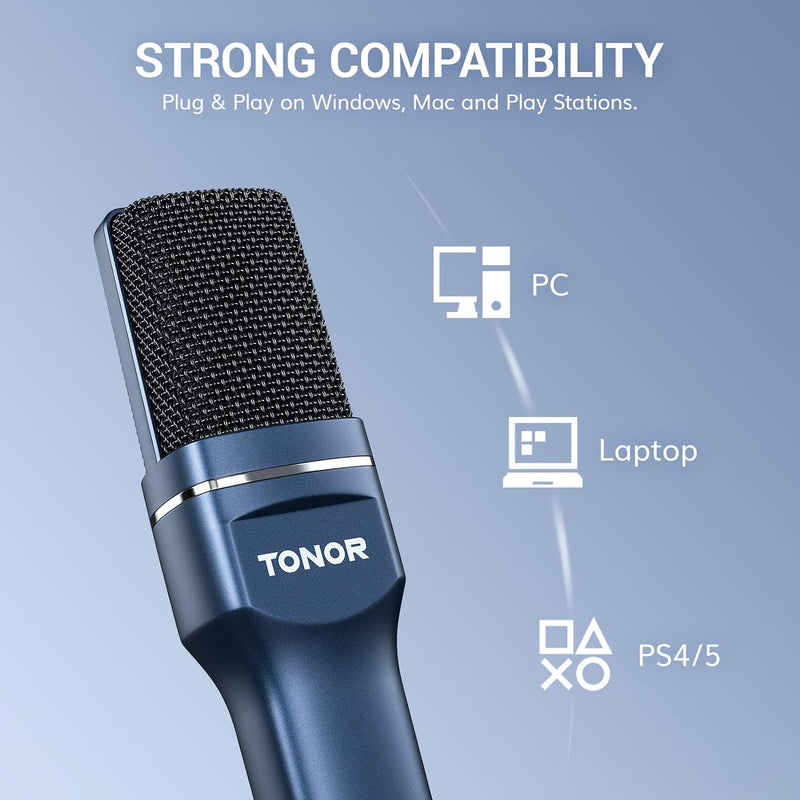 TONOR PC Mikrofon USB Computer Nierencharakteristik mikrofon Plug & Play mit Stativ und Pop-Filter f