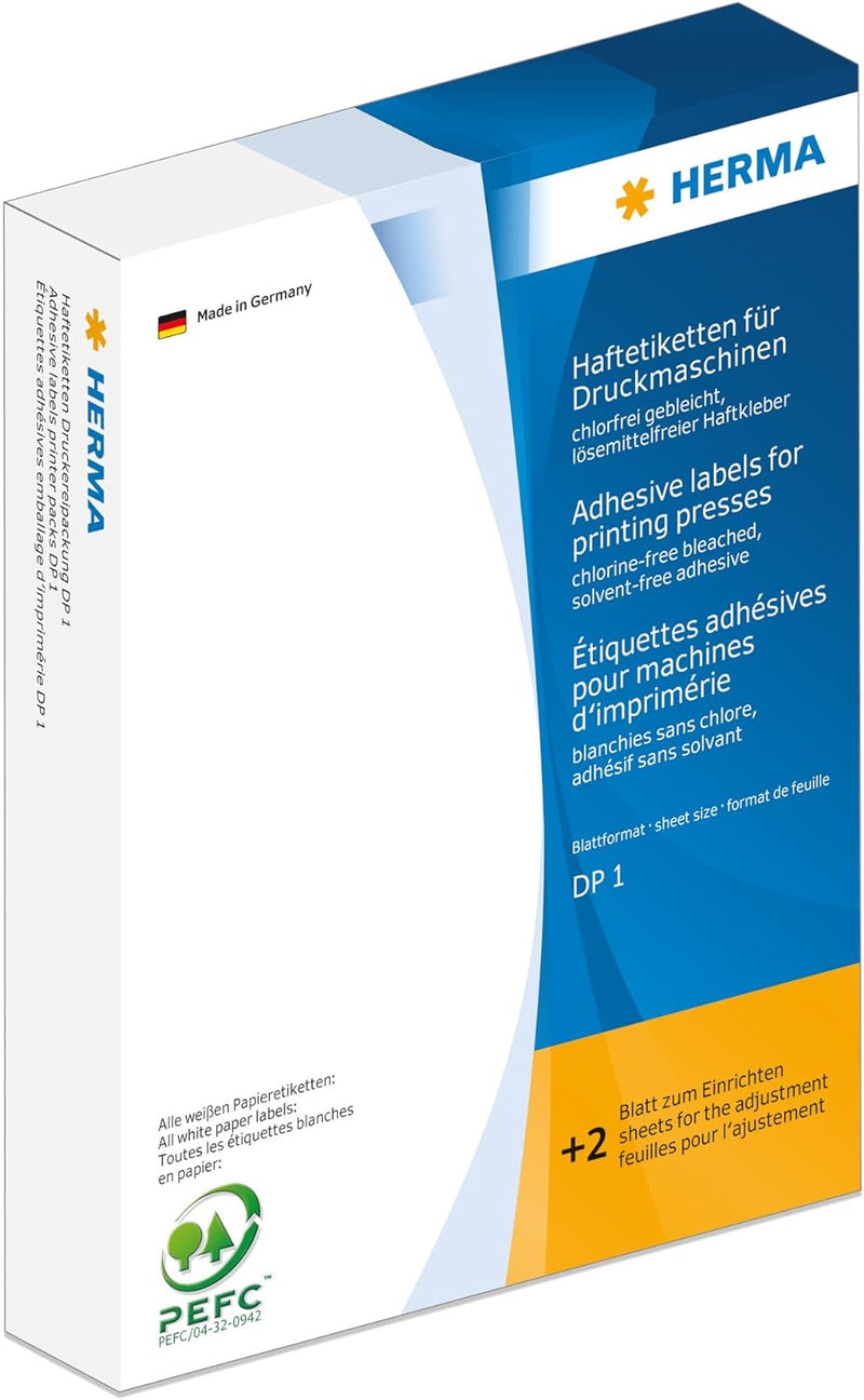 HERMA 2830 Haftetiketten für Druckmaschinen, 12 x 18 mm, Blattformat 168 x 120 mm, DP1, 2000 Aufkleb