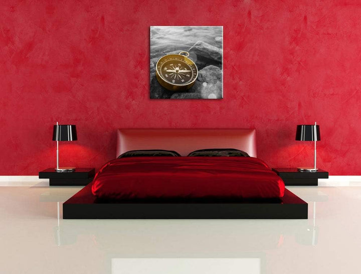 Pixxprint schöner Kompass Reiselust als Leinwandbild/Grösse: 70x70 cm/Wandbild/Kunstdruck/fertig bes