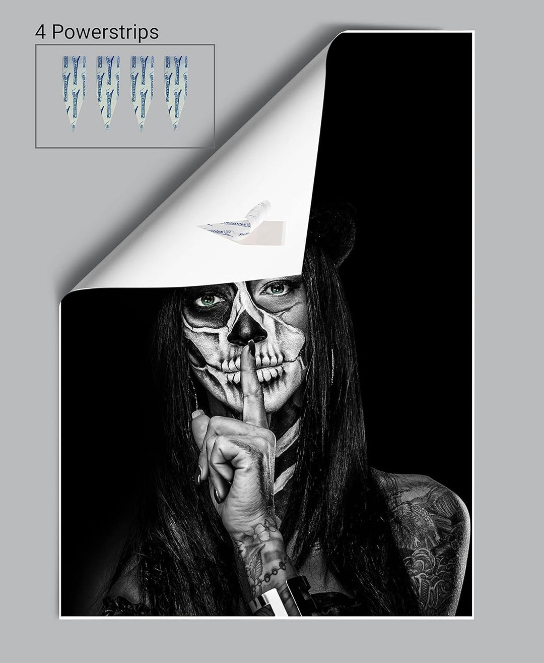 wandmotiv24 Poster als Wanddeko, Grösse Din A1, Model mit Totenkopf Makeup, Schminke, Grüne Augen, F