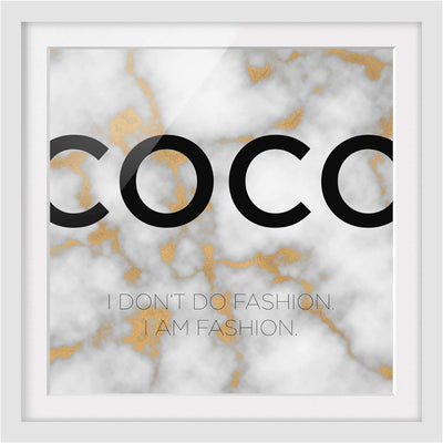 Bild mit Rahmen - Coco - I Don't do Fashion - Rahmenfarbe Weiss, 50 x 50 cm 50cm x 50cm Weiss, 50cm